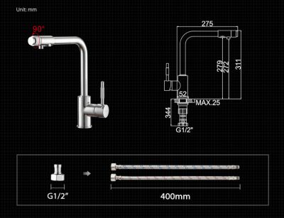 СМЕСИТЕЛЬ ДЛЯ КУХНИ LEDEME L4155-3 С ГАЙКОЙ