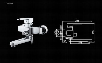 СМЕСИТЕЛЬ ДЛЯ ВАННЫ И ДУША LEDEME L3130 КОРОТКИЙ ИЗЛИВ