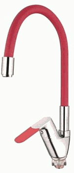 СМЕСИТЕЛЬ ДЛЯ КУХНИ LEDEME L4153-1, ГИБКИЙ ИЗЛИВ БОКОВОЙ, КРАСНЫЙ