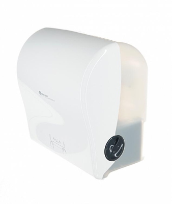 Автоматический диспенсер полотенец в рулонах MERIDA SOLID CUT MAXI CJB304 белый, глянец