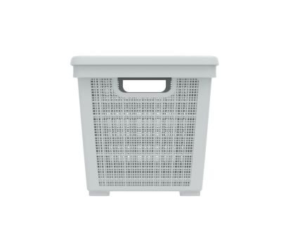 Плетёная корзина для хранения с крышкой «Лён» 22 л (400х284х264 мм) серый