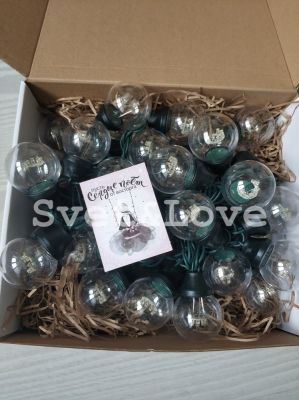 Уличная ретро гирлянда, витой черный провод, 50 лампочек, 1Вт