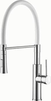 СМЕСИТЕЛЬ ДЛЯ КУХНИ LEDEME L4097-3 ГИБКИЙ ИЗЛИВ БЕЛЫЙ/ХРОМ