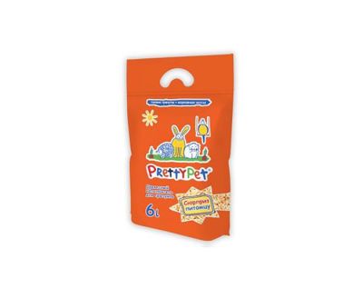 PrettyCat наполнитель для грызунов и птиц древесный с морковными чипсами 6 л