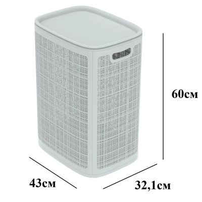 Плетёная корзина для белья сборная «Лён» 75 л (43х32.1х60 см) серый