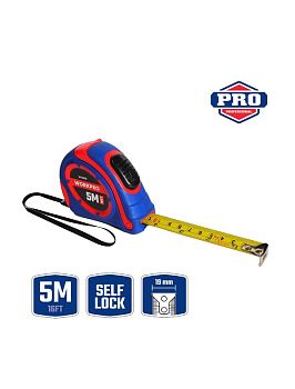 Рулетка 5 м х 19 мм автостоп, метрическая и дюймовая шкала WORKPRO