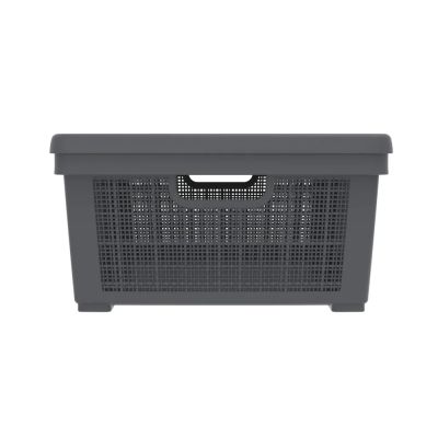 Плетёная корзина для хранения с крышкой «Лён» 35 л (568х400х203 мм) графит