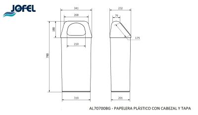 Урна с крышкой Jofel AL70700BG 50л
