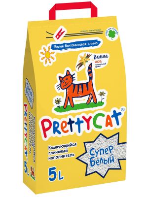 PrettyCat наполнитель комкующийся для кошачьих туалетов Супер белый с ароматом ванили 4,2 кг (5 л)
