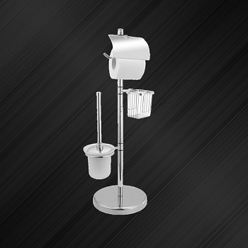 Держатель для бумаги, ершика и освежителя воздуха напольный металлический "SOLINNE", 11164