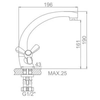 СМЕСИТЕЛЬ ДЛЯ КУХНИ LEDEME L4409 ЛИТОЙ ИЗЛИВ