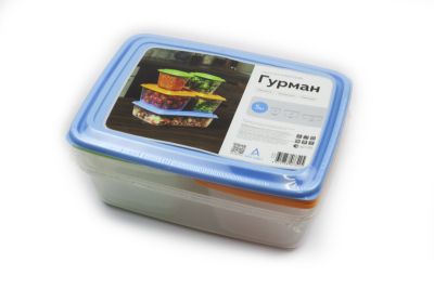 Набор контейнеров универсальных «Гурман» №2 (СВЧ/Заморозка) (0,56 - 2шт; 1,5л - 2шт; 2,7л) (5шт)