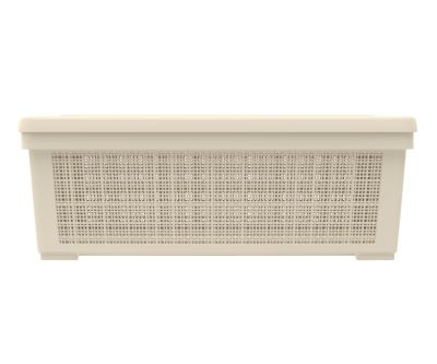 Плетёная корзина для хранения с крышкой «Лён» 35 л (568х400х203 мм) слоновая кость