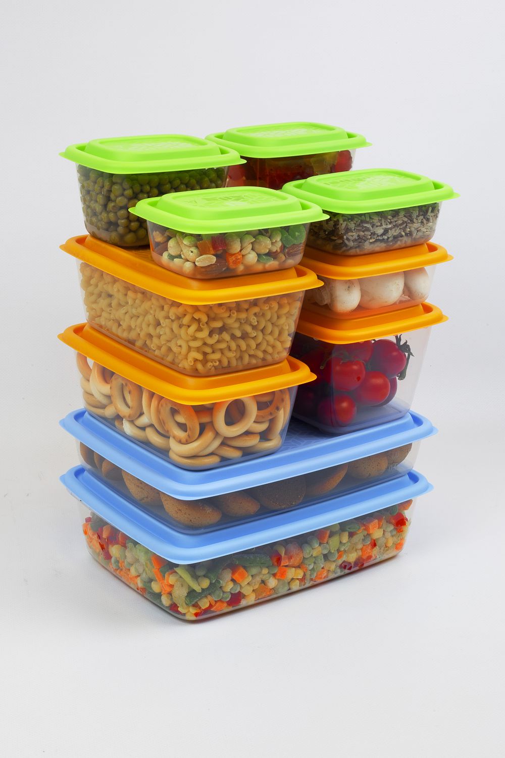 Набор контейнеров универсальных «Гурман» №7 (СВЧ/Заморозка) (0,31л - 2шт; 0,45л - 2шт; 0,8л; 1,1л - 2шт; 1,5л; 1,8л; 2,7л) (10 шт)