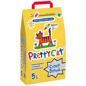 PrettyCat наполнитель комкующийся для кошачьих туалетов Супер белый с ароматом ванили 4,2 кг (5 л)