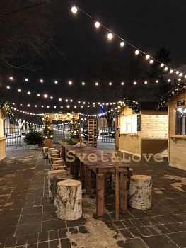 Уличная ретро гирлянда, витой черный провод, 30 лампочек, 1Вт