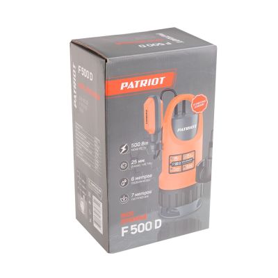 Насос дренажный PATRIOT F 500 D для чистой и грязной воды, 500 Вт