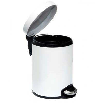 Корзина для мусора с педалью ВINELE Lux WP12LW, 12 литров эмалированная сталь, белая
