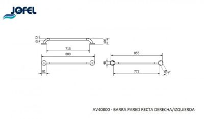 Поручень прямой настенный левый/правый Jofel AV40800