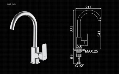 СМЕСИТЕЛЬ ДЛЯ КУХНИ LEDEME L4033-2 БОКОВОЙ