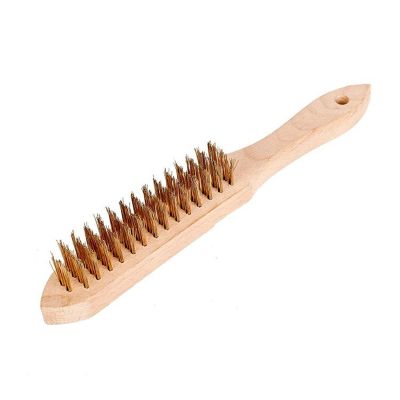 Щетка проволочная с медным покрытием 4х15 и деревянной ручкой WORKPRO