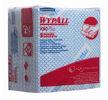 Протирочный материал в пачке Kimberly-Clark Wypall® X80 19139, голубой