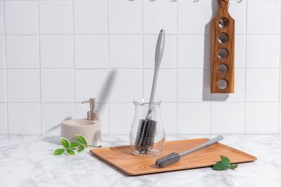 Силиконовая щетка для мытья бутылок широкая KF Pastel