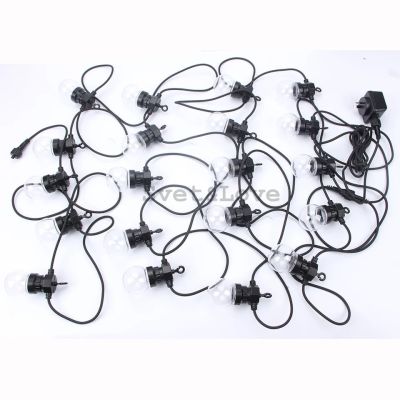 Уличная ретро гирлянда, черный круглый провод, 20 лампочек матовых, 1 Вт