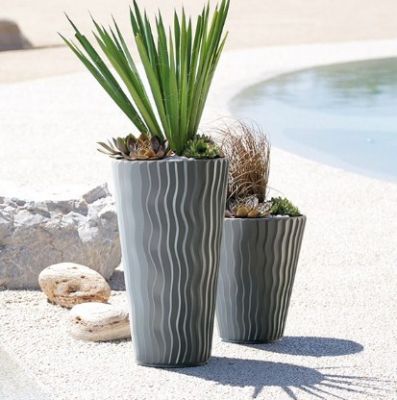 Кашпо для цветов Prosperplast Sandy Slim 45+18л, серый