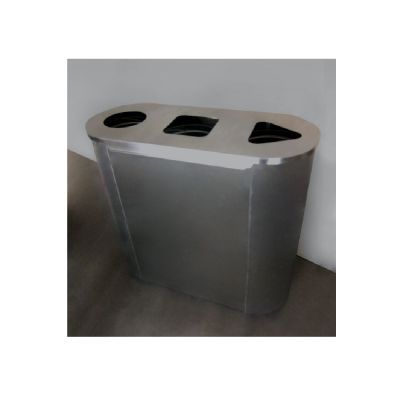 Урна для раздельного сбора мусора "Акцент-3" шлифованная, с наклейками