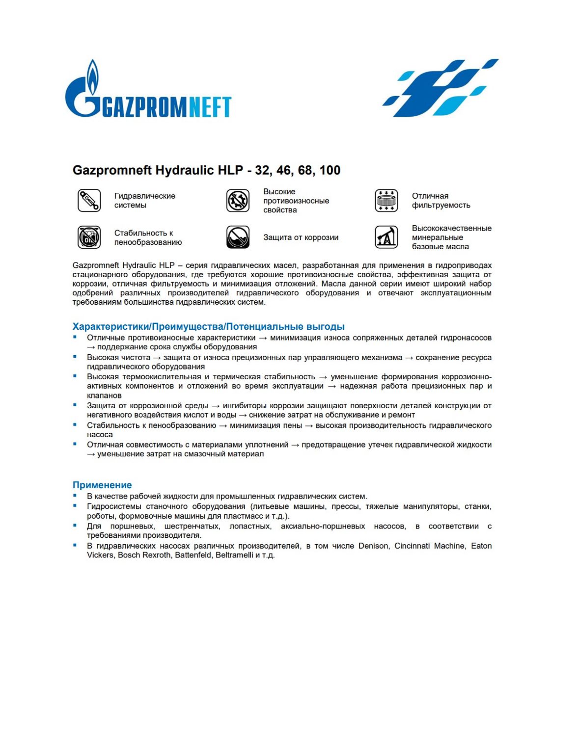 Гидравлическое масло Gazpromneft Hydraulic HLP-32 50л