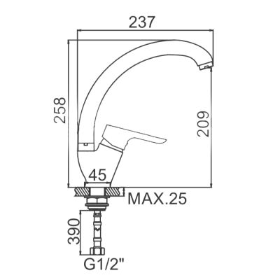 СМЕСИТЕЛЬ ДЛЯ КУХНИ LEDEME L5960, БОКОВОЙ