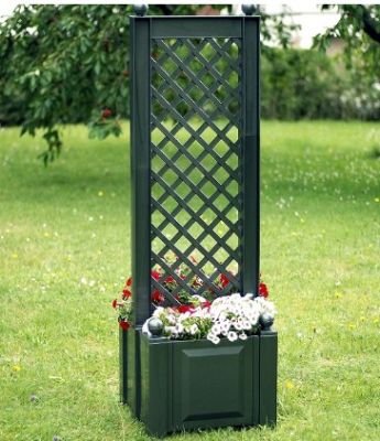 Маленький ящик для растений KHW с центральной шпалерой 43 см, зеленый