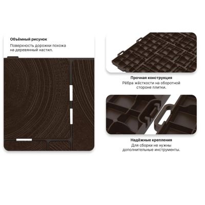 Плитка модульная "Брус" (садовая) (9шт, 1м2) (шоколад)