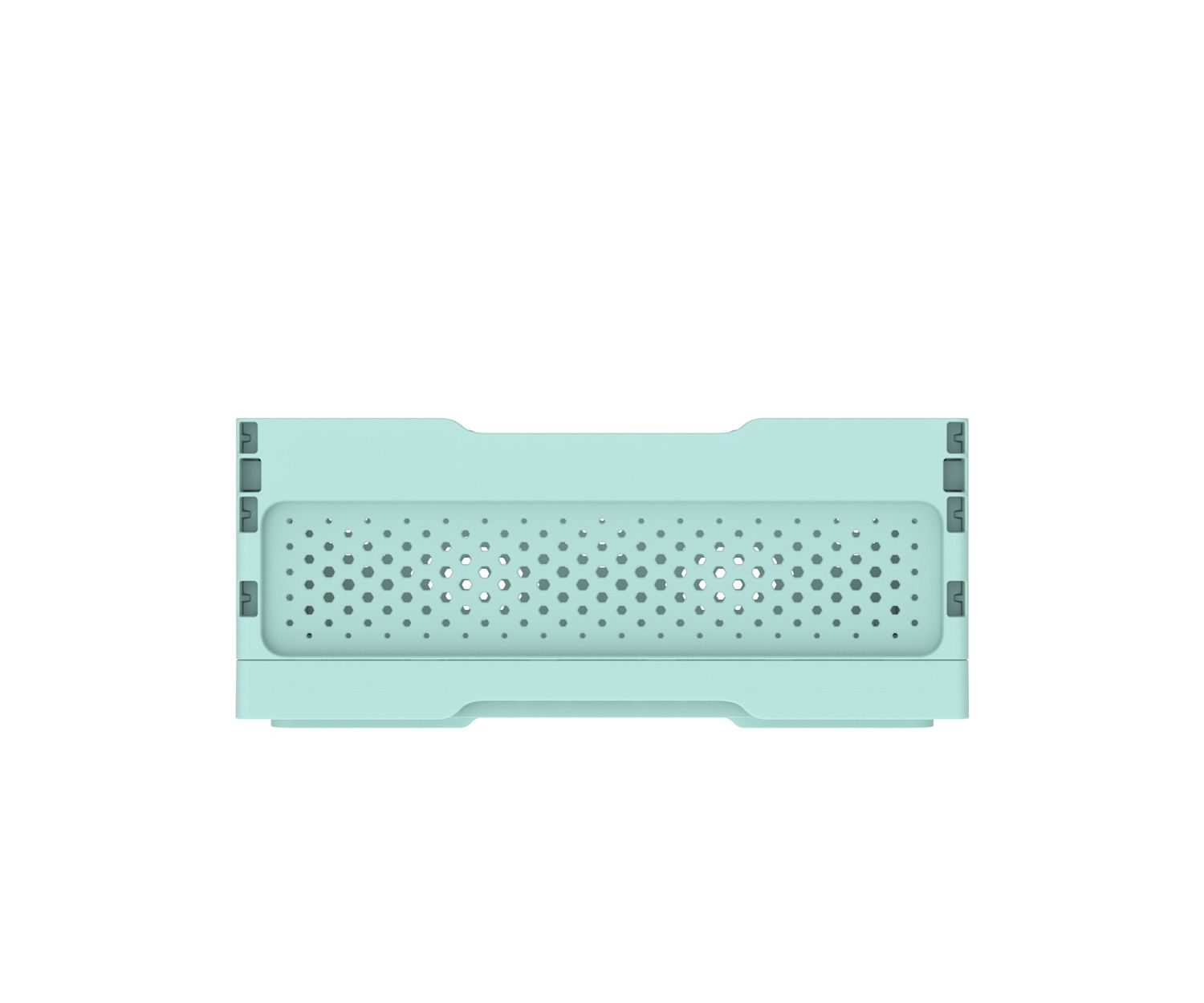 Ящик складной с перфорированными стенками и кнопками-фиксаторами (мята) АП 486, комплект 14 штук