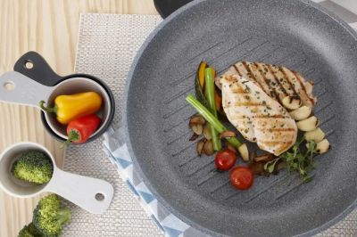 Сковорода Ecoramic 28 см ГРИЛЬ с каменным антипригарным покрытием без крышки