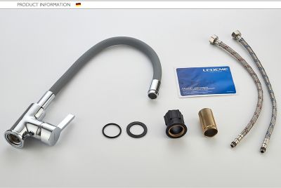 СМЕСИТЕЛЬ ДЛЯ КУХНИ LEDEME L4898-3, ГИБКИЙ ИЗЛИВ БЕЛЫЙ