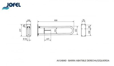 Поручень откидной настенный левый/правый Jofel AV14840