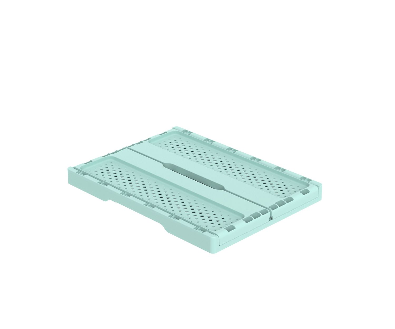 Ящик складной с перфорированными стенками и кнопками-фиксаторами (мята) АП 486, комплект 14 штук