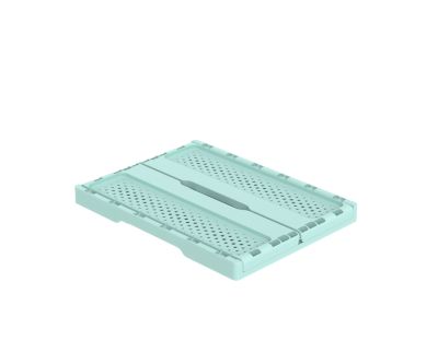 Ящик складной с перфорированными стенками и кнопками-фиксаторами (мята) АП 486, комплект 14 штук