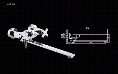 СМЕСИТЕЛЬ ДЛЯ ВАННЫ LEDEME L2584 ИЗЛИВ L35F-2
