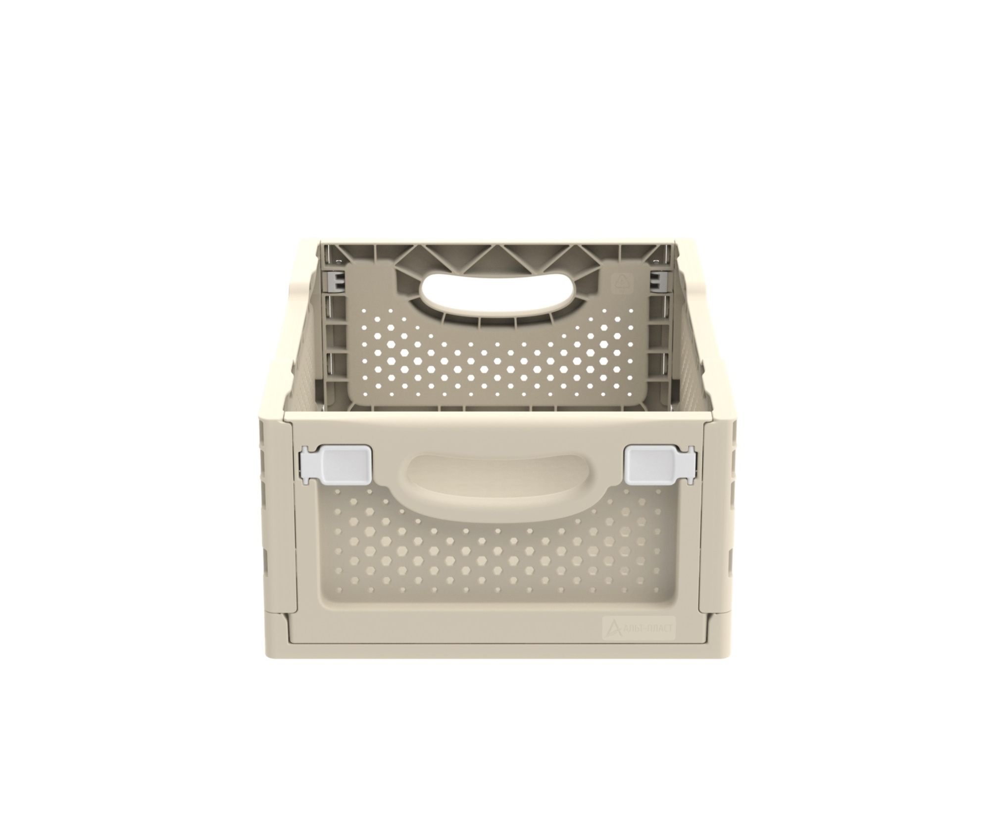 Ящик складной с перфорированными стенками и кнопками-фиксаторами (слоновая кость) АП 487, комплект 14 штук