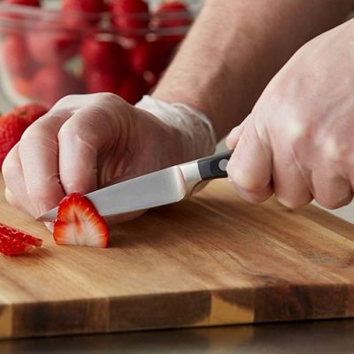 Нож кухонный для чистки овощей кованный 9 см черная рукоять ПОМ