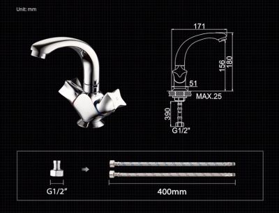 СМЕСИТЕЛЬ ДЛЯ УМЫВАЛЬНИКА LEDEME L1087-2, ЛИТОЙ ИЗЛИВ