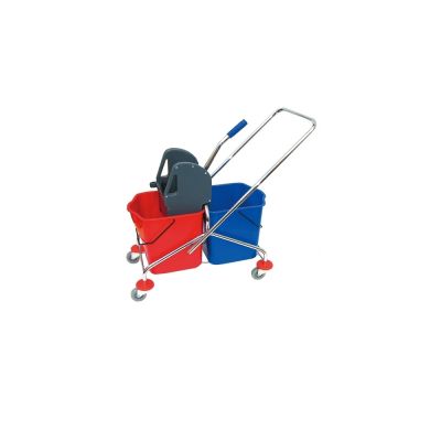 Тележка уборочная Ksitex-028AK 2х-ведёрная с механизмом отжима 2х25л