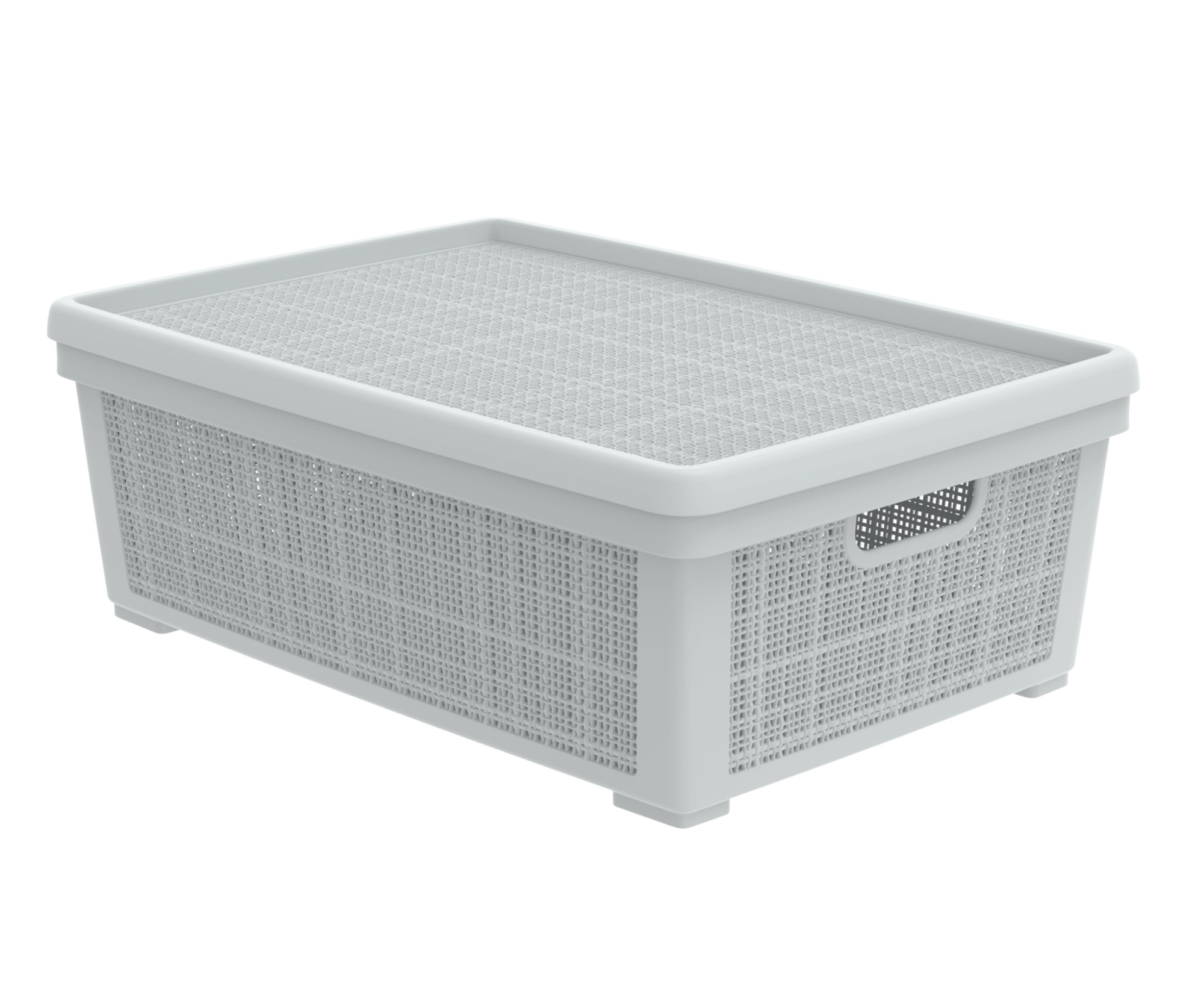 Плетёная корзина для хранения с крышкой «Лён» 35 л (568х400х203 мм) серый