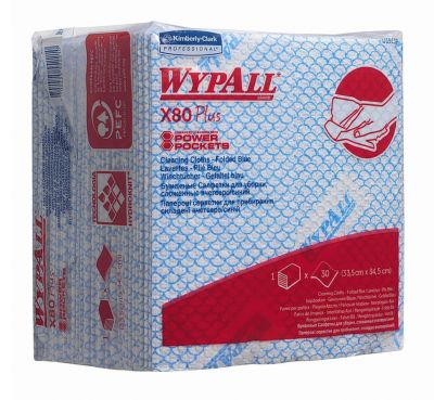 Протирочный материал в пачке Kimberly-Clark Wypall® X80 19139, голубой