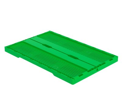 Ящик складной с перфорированными стенками и кнопками-фиксаторами АП 491 зеленый, комплект 7 штук