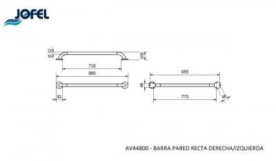 Поручень прямой настенный левый/правый Jofel AV44800