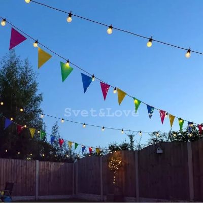 Уличная ретро гирлянда, черный круглый провод, 20 лампочек матовых, 1 Вт